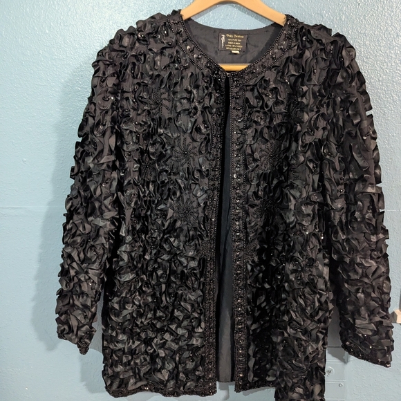 Pinky Creations Elegant Black Textured Jacket - Picture 3 of 6